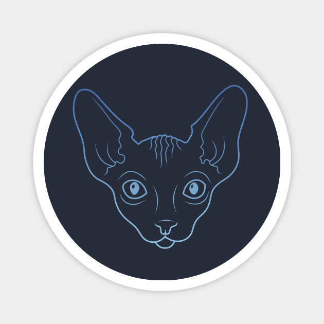 Blue Neon Sphynx cat Magnet by ArtFork